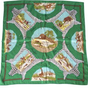 Hermes silk carre - La Chasse en Afrique (green)